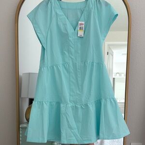 Vineyard Vines aqua Harbor tiered dress